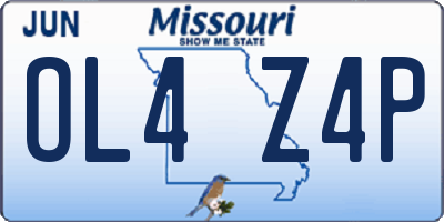 MO license plate OL4Z4P