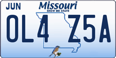 MO license plate OL4Z5A