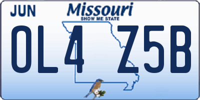 MO license plate OL4Z5B