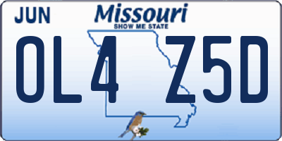 MO license plate OL4Z5D