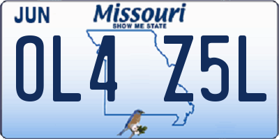 MO license plate OL4Z5L