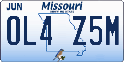 MO license plate OL4Z5M