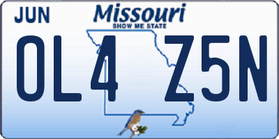 MO license plate OL4Z5N