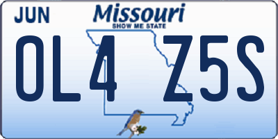 MO license plate OL4Z5S