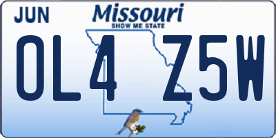 MO license plate OL4Z5W