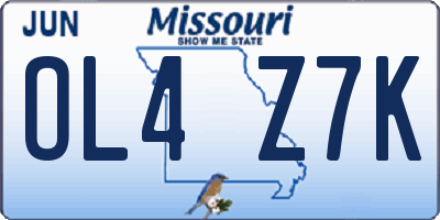 MO license plate OL4Z7K