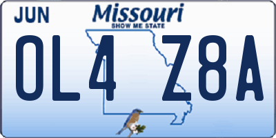 MO license plate OL4Z8A