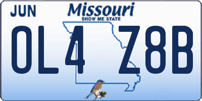 MO license plate OL4Z8B