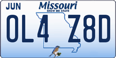 MO license plate OL4Z8D