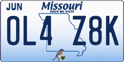 MO license plate OL4Z8K