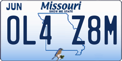 MO license plate OL4Z8M