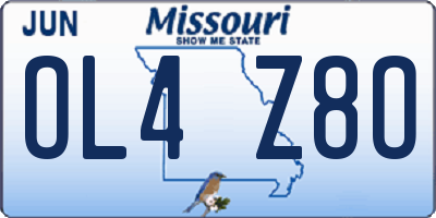MO license plate OL4Z8O
