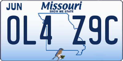 MO license plate OL4Z9C