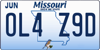 MO license plate OL4Z9D