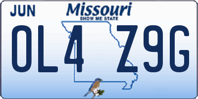 MO license plate OL4Z9G