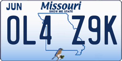MO license plate OL4Z9K