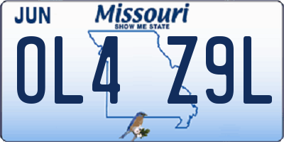 MO license plate OL4Z9L