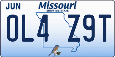 MO license plate OL4Z9T