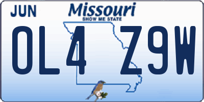 MO license plate OL4Z9W