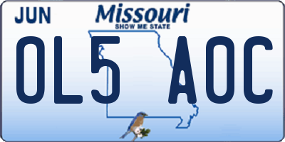MO license plate OL5A0C