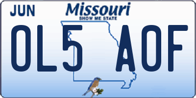 MO license plate OL5A0F