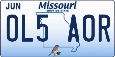 MO license plate OL5A0R