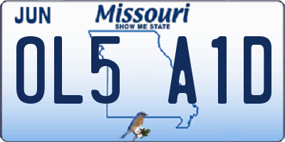 MO license plate OL5A1D