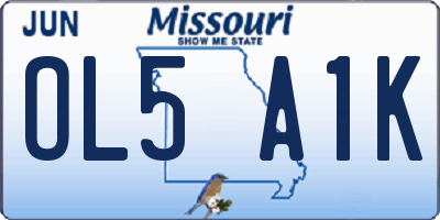 MO license plate OL5A1K