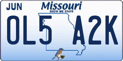 MO license plate OL5A2K