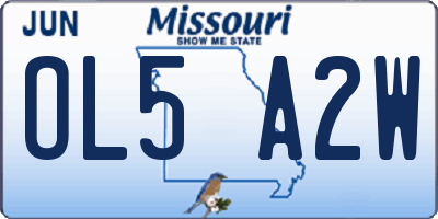 MO license plate OL5A2W