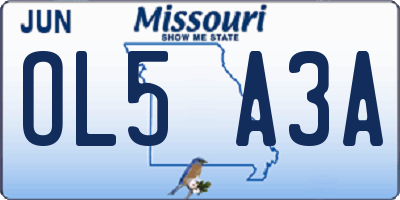 MO license plate OL5A3A