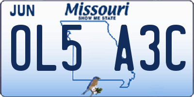 MO license plate OL5A3C