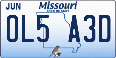 MO license plate OL5A3D