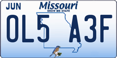 MO license plate OL5A3F