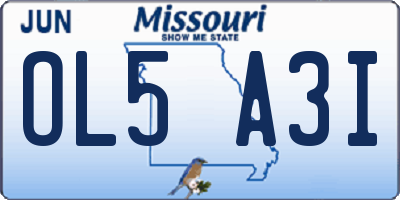 MO license plate OL5A3I
