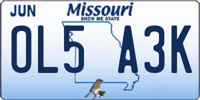 MO license plate OL5A3K