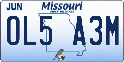 MO license plate OL5A3M