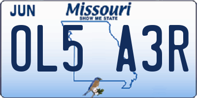 MO license plate OL5A3R