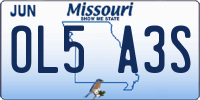 MO license plate OL5A3S