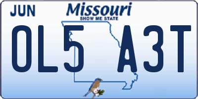 MO license plate OL5A3T