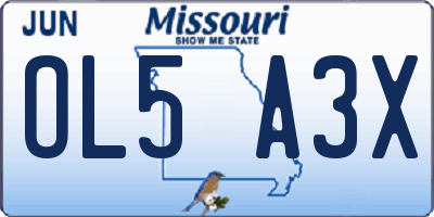 MO license plate OL5A3X