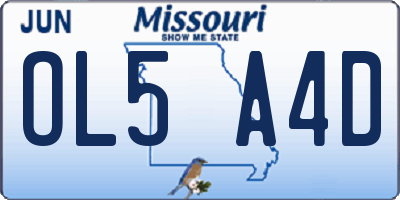 MO license plate OL5A4D