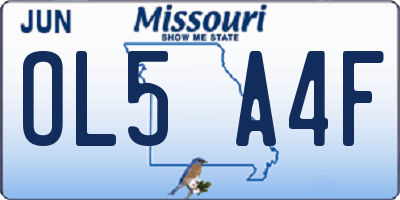 MO license plate OL5A4F