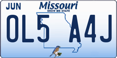 MO license plate OL5A4J