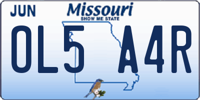 MO license plate OL5A4R