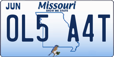 MO license plate OL5A4T