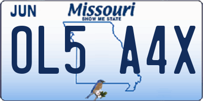 MO license plate OL5A4X