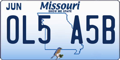 MO license plate OL5A5B