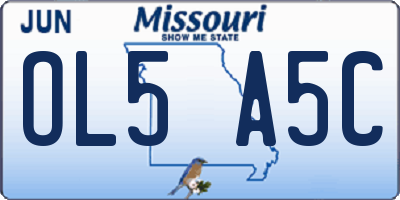 MO license plate OL5A5C