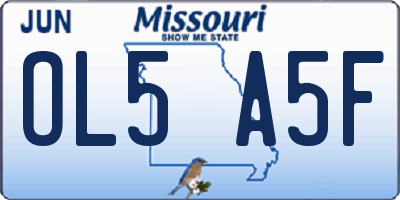 MO license plate OL5A5F